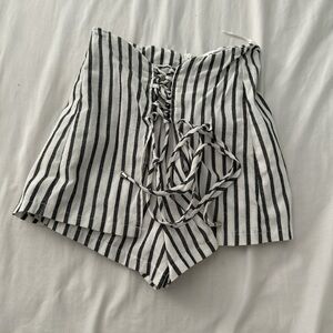 LF Striped Black and White Women's Shorts